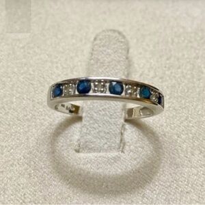 14k Gold Diamond and Sapphire  Anniversary Ring